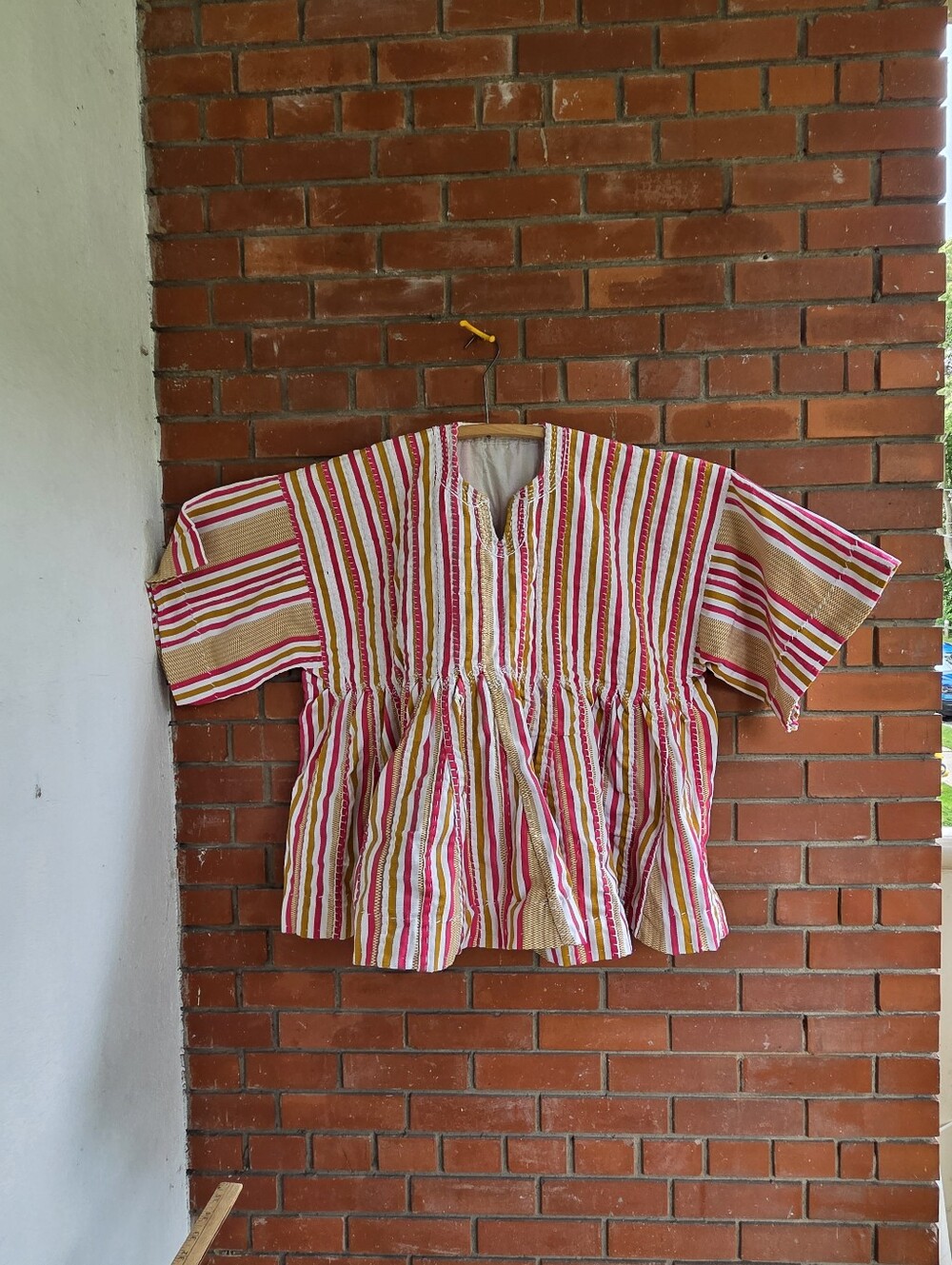 Vintage Traditional Ghanaian Batakari Fugu Smock Dress Tunic | Handwoven Pink, Y